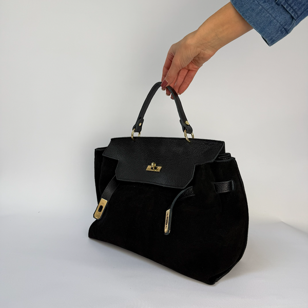 Сумка з натуральної шкіри чорна 65452 фото